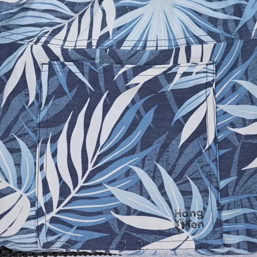 Hang Ten Men XL Hybrid Swim Trunks Tropical Palm Blue Lined Board Shorts Classic